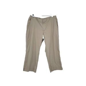 Lands End Womens Tan Chino Cropped Pants Size 16 Khaki 34x23.5 100% Cotton